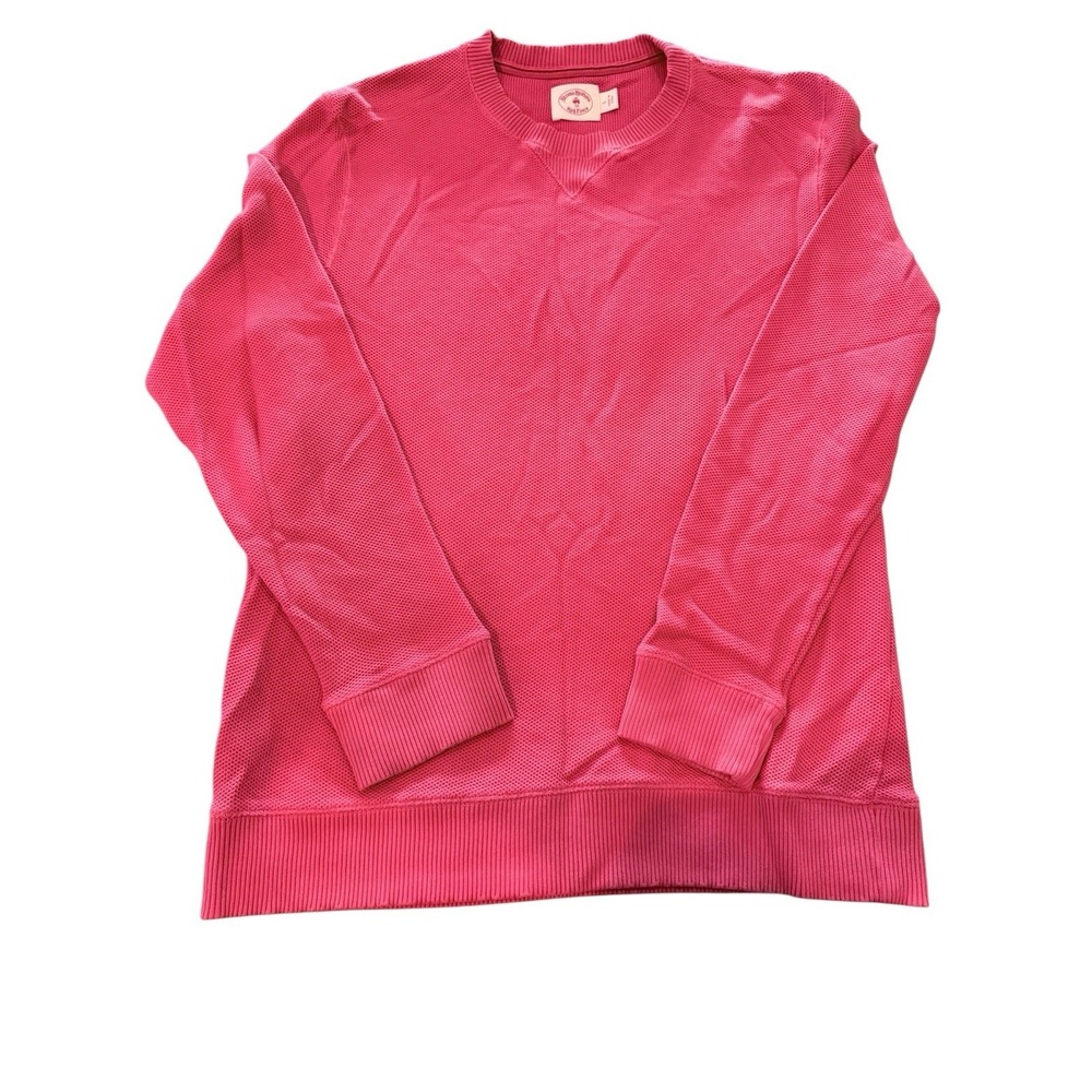 Red Brooks Brothers "Red Fleece" Waffle Knit Top Sz L Crew Neck Pullover - Picture 2 of 7
